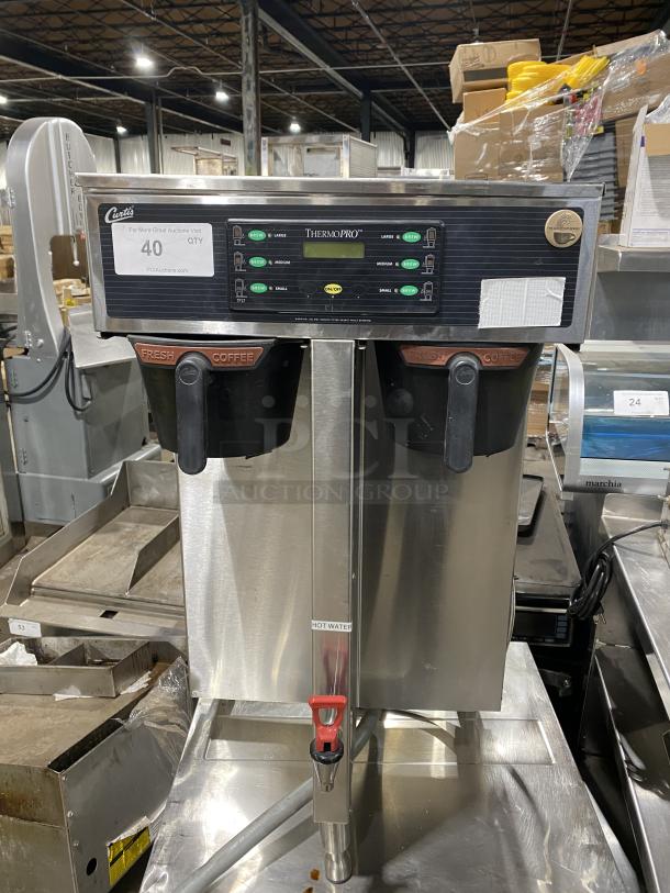 Curtis Thermopro TP2T16A3100 commercial twin coffee brewer, stainless steel, digital controls, includes coffee pots, 220V 3-phase.