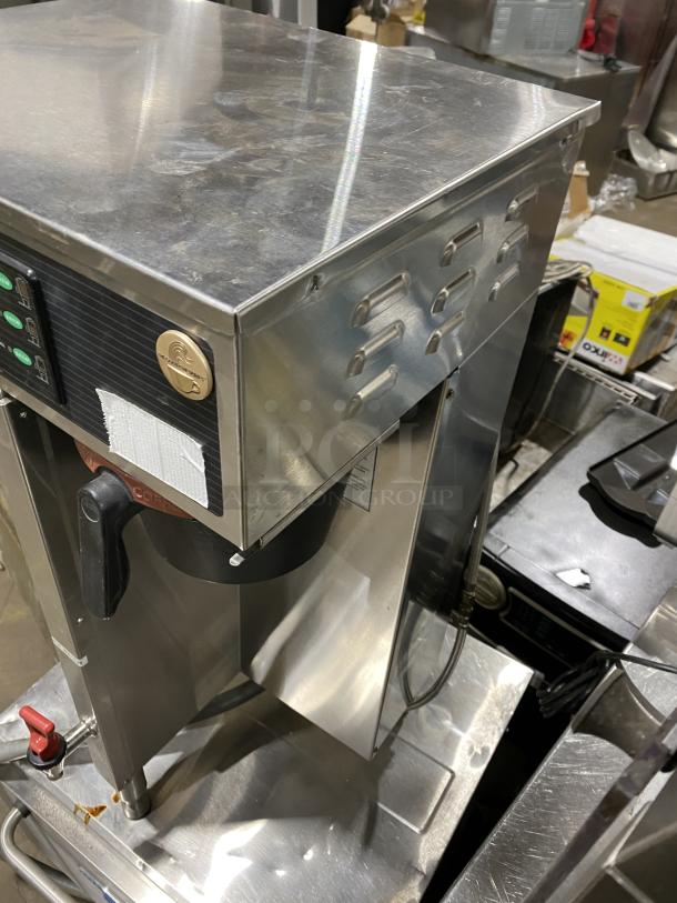 Curtis Thermopro TP2T16A3100 commercial stainless steel twin coffee brewer with digital controls, includes coffee pots, in used condition.