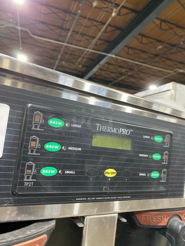 Curtis Thermopro TP2T16A3100 commercial twin coffee brewer with digital controls, stainless steel, 220V 3-phase.