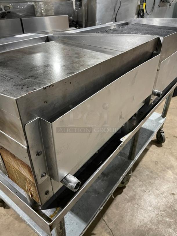 Core Pro Cooking 24" stainless steel natural gas flat griddle, model CPG24M, with back and side splash. Used condition.