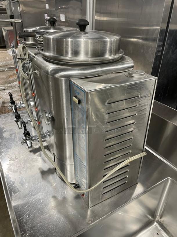 Curtis Model RU300 stainless steel electric countertop coffee urn, twin 3-gal. capacity, push button, 110V, SN: 2662.
