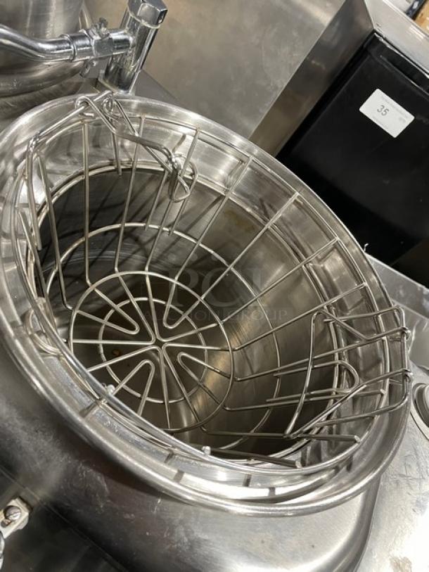 Curtis RU300 commercial stainless steel twin 3-gal. coffee urn with push button, electric, 110V, in good condition.