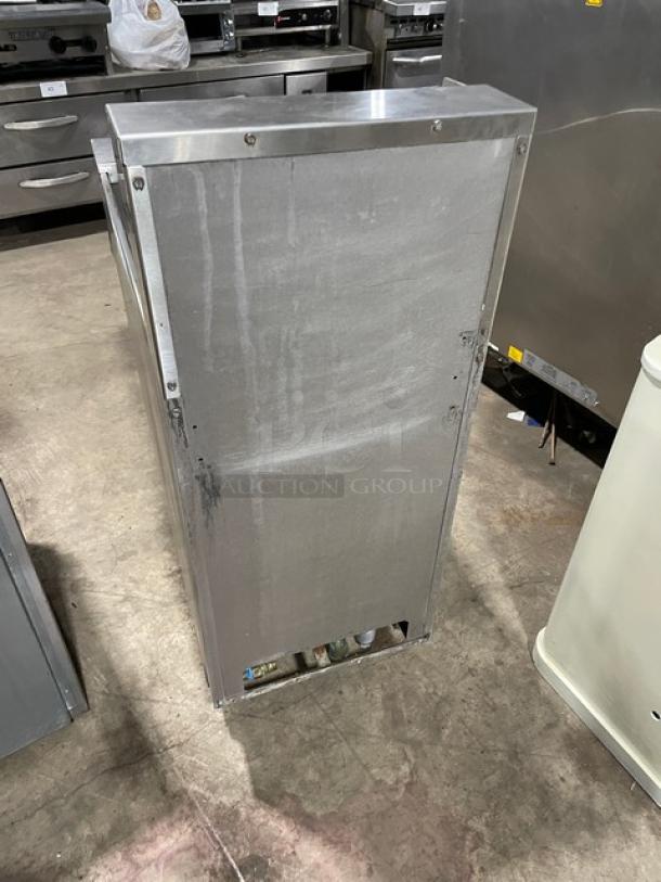 Pitco SRTE stainless steel electric pasta cooker/rethermalizer, 16.5-gal capacity, digital control, with back splash, on legs.