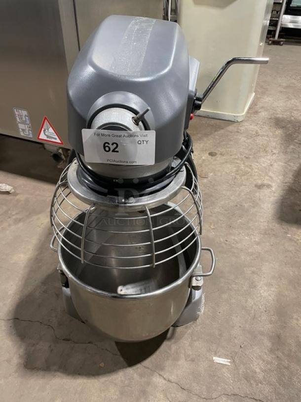 Hobart Legacy Series 20 Qt. Mixer, model HL200-1STD, with stainless bowl guard, mixing bowl; electric, on legs, SN: 31-1469379.