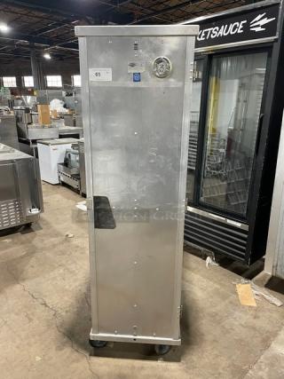 Cres-Cor commercial heated holding/proofing cabinet, full-height, electric, built-in pan slides, on casters, 110-120V.