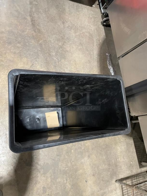 Winco Commercial Black 23-Gal. Slender Trash Can PTC-23K, new condition, rectangular design, durable material.