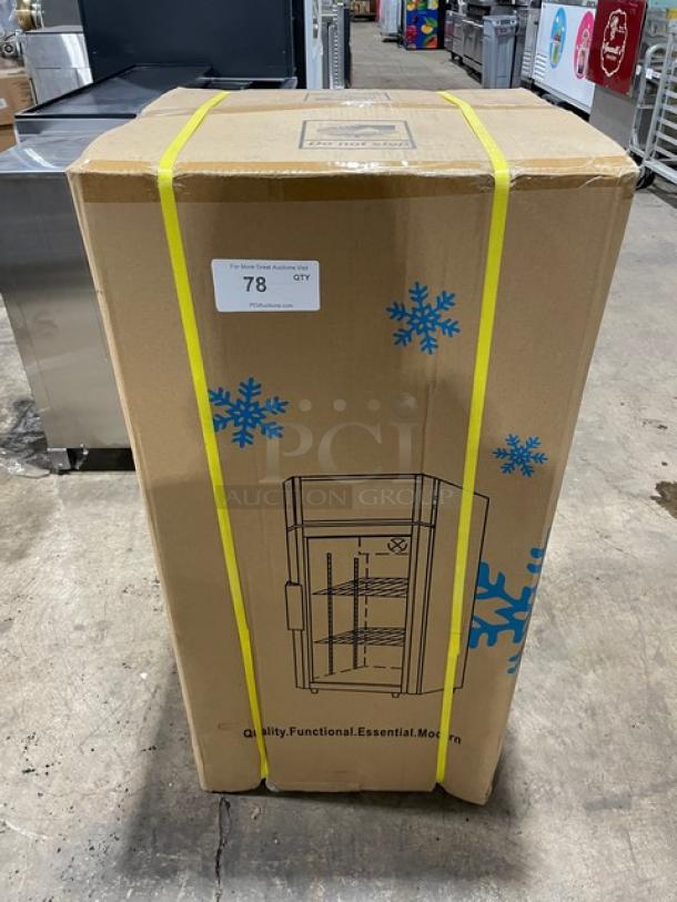 ProCool T-80L commercial merchandiser display refrigerator in original packaging, features single glass door. New condition.