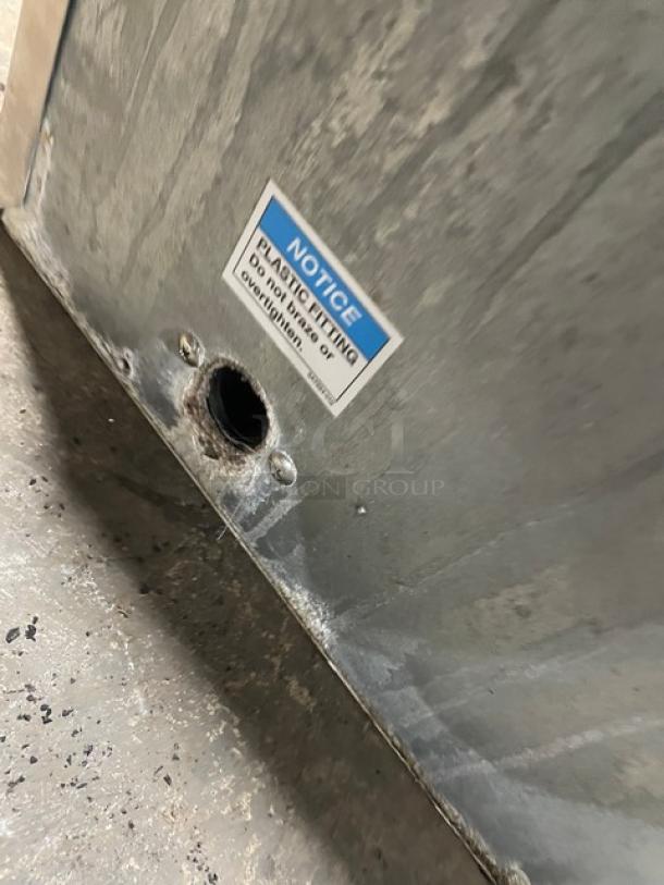 Hoshizaki KM-660MAJ ice machine head, stainless steel, air-cooled, crescent cube style, 115V, used condition, notice label visible.