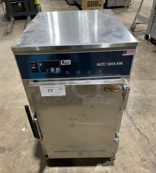 Alto-Shaam 2019 Model 500-S stainless steel heated holding cabinet; 6-pan capacity, universal pan rack, 120V, on casters.