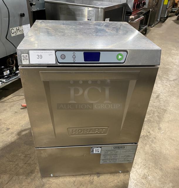Hobart LXEH undercounter high-temp dishwasher, stainless steel, 120/208V 1 phase, new body style, excellent condition.