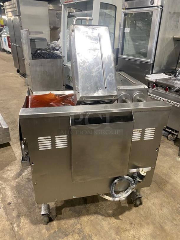 Taylor Commercial Stainless Steel 36" Flat Griddle, Model L813, Serial M4026283, with double platen and 3-lane design, on casters.