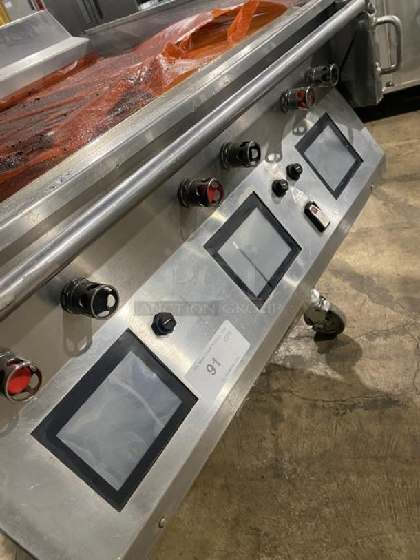 Taylor Commercial Stainless Steel Double Platen Griddle, Model L813, 36" 3-Lane, Dual-Sided, on Casters, Serial M4026283.