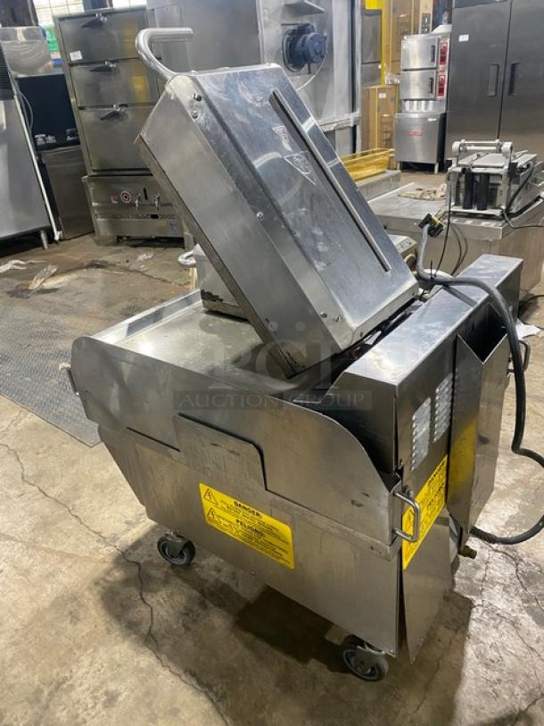 Taylor L819-22 stainless steel griddle, dual-sided 24" with programmable controls, gas/electric, on casters, SN: N0124904.