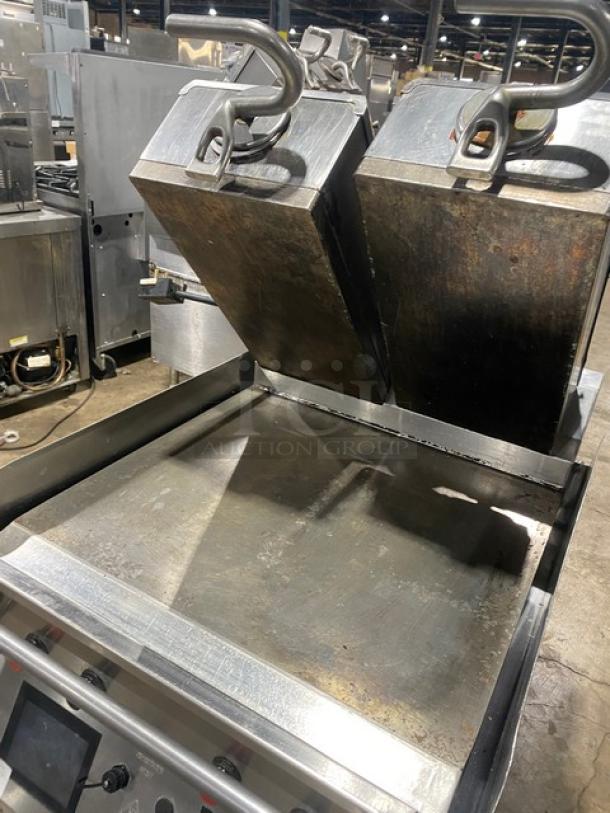 Taylor stainless steel double platen flat griddle, Model L819-22, with programmable controls, on casters, used condition.