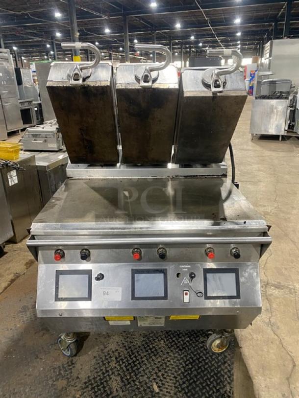 Taylor L811-22 triple platen 36" flat griddle, stainless steel, dual-sided, programmable controls, model L81122, on casters.