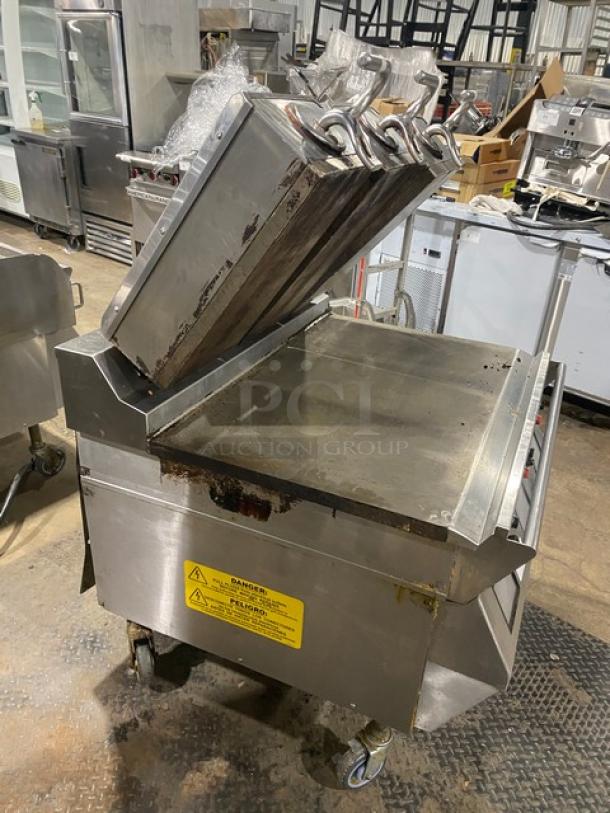 Taylor L81122 stainless steel griddle, triple platen, 36", dual-sided, programmable controls, on casters, model L811-22.