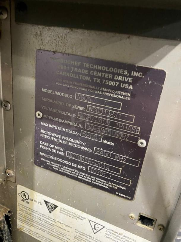 TurboChef NGO commercial rapid cook oven, 2014 model, digital controls, 208/240V 1 phase, model NGO SN: NGOD13231.