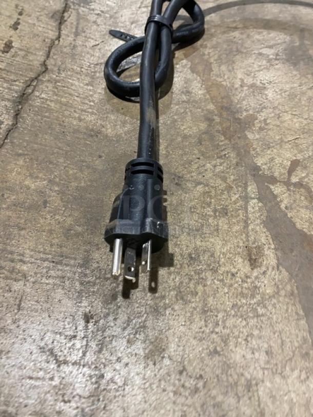 Power cord for Omcan Model 41882 pasta cooker; grounded plug; black cable.