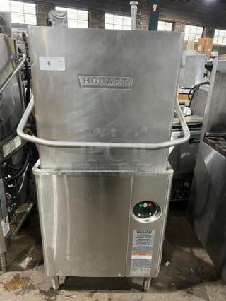 Hobart AM15 commercial stainless steel ventless dishwasher, door-type, high temp, on legs, model AM15, 208-240V, 3 phase.