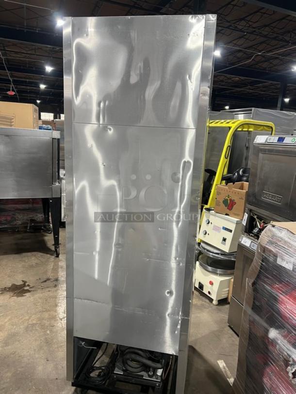 True T-23F commercial stainless steel single door freezer, Energy Star certified, on casters, includes poly coated rack.