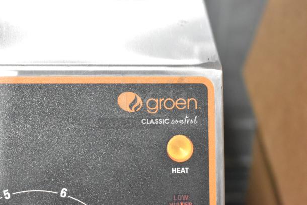 Groen TDH-48C stainless steel control panel with branding and heat indicator button.