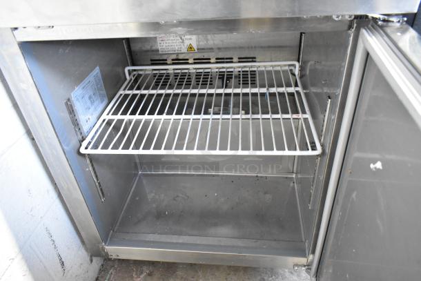 2024 Coldline UC-27R undercounter cooler, single door, commercial casters, 115V, 1 phase, stainless steel, interior shelving.