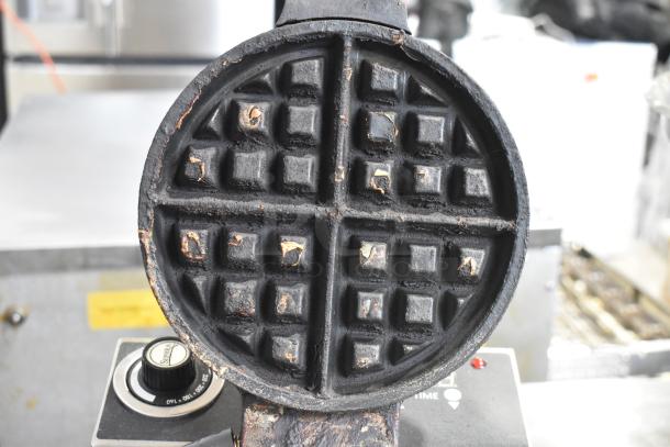 Sephra SEMANWB Countertop Waffle Maker, showing signs of wear. Features visible control knob. 120 Volts, 1 Phase.