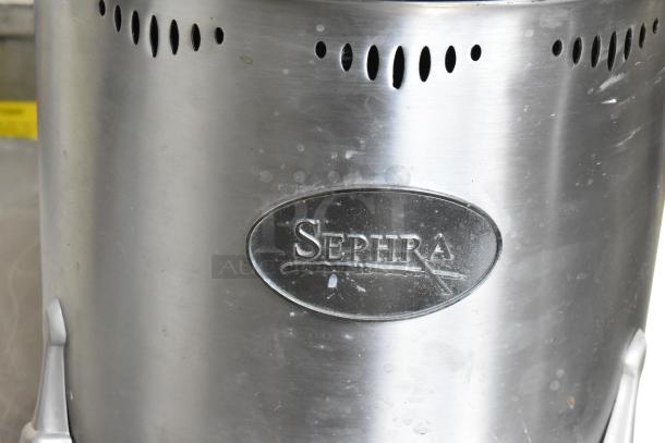 2023 Sephra CF34/44 Cascade Chocolate Fountain, stainless steel, countertop model, 115 volts, 1 phase, logo shown.