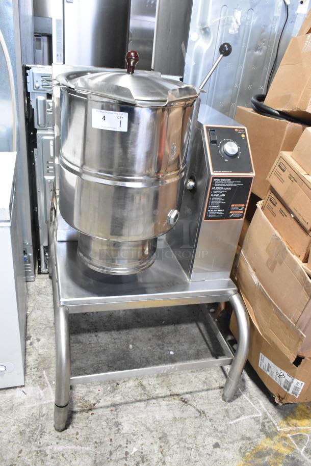 Brand new 2021 Groen TDH-48C stainless steel 12-gallon steam tilting kettle, natural gas powered, 52,000 BTU.