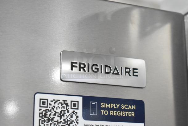 2025 Frigidaire FRFG1723AV04 French door cooler with freezer, stainless steel, QR code label for registration, 115V, 1 Phase.