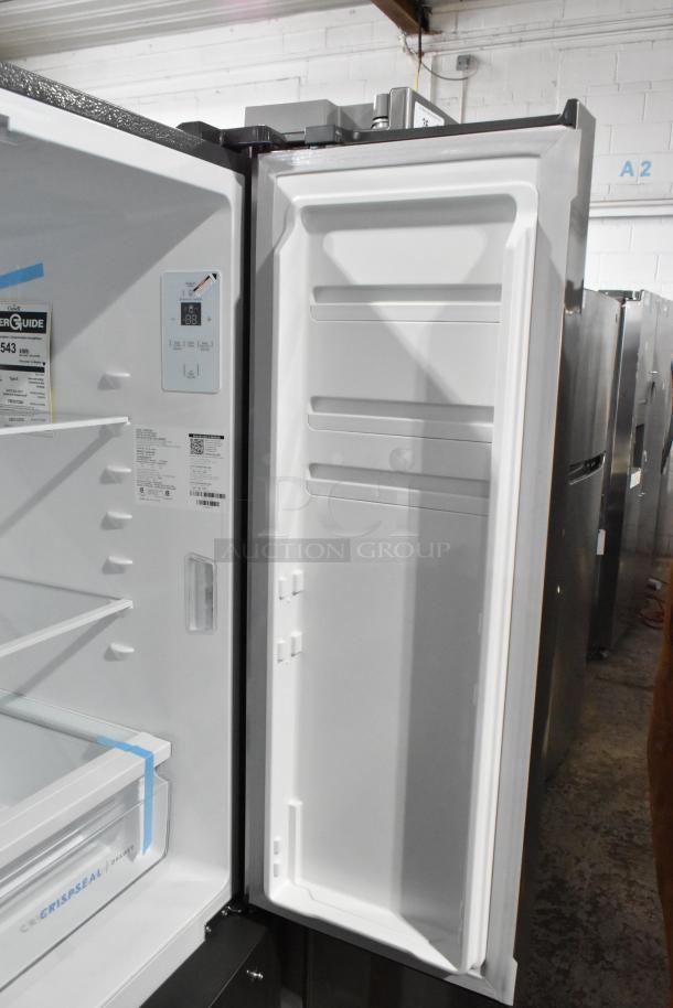 2025 Frigidaire French Door Cooler with Freezer, model FRFG1723AV04. Features adjustable shelves, 115V, 1 Phase. Excellent condition.