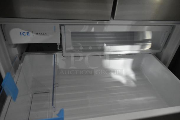 2025 Frigidaire FRFG1723AV04 French Door Cooler with Freezer, featuring an ice maker. Stainless steel interior, 115V, 1 Phase.