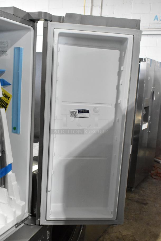 Brand new Frigidaire GRFS2853AFL French door cooler with tags. Features include a freezer, 115 volts, 1 phase.