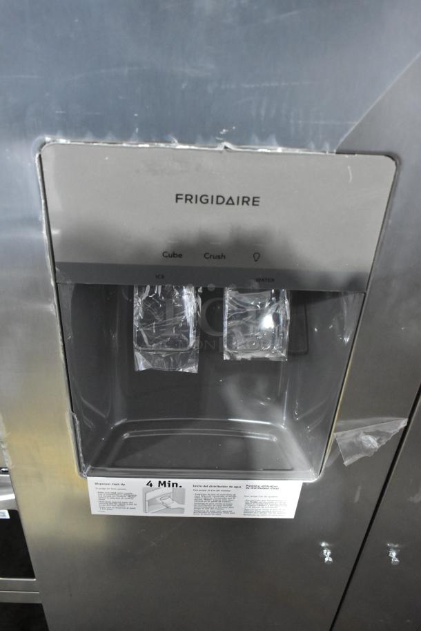 Brand new Frigidaire FRSS2623ASM cooler with freezer, 2025 model, 115V, 1 phase. Scratch and dent condition.