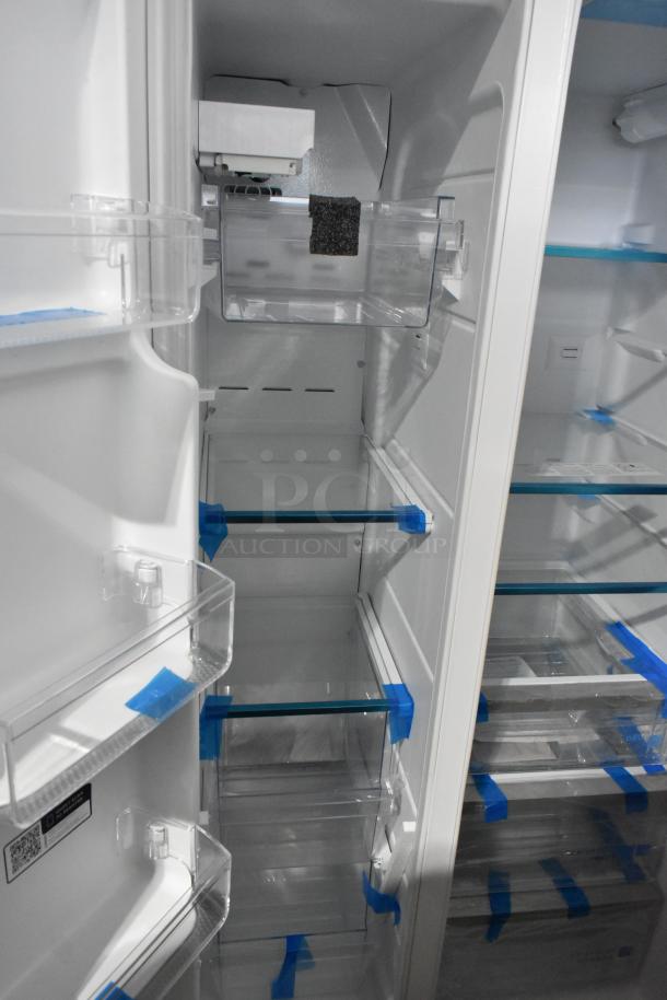 Brand new Frigidaire Gallery SEE26NVDDA reach-in cooler and freezer, 115V, 1 phase. Interior shelves and compartments. Some scratch and dent marks.