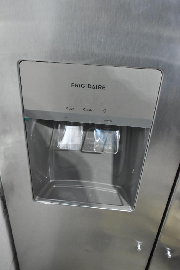 Frigidaire FRSS2623ASN Reach-In Cooler with Freezer, brand new, scratch and dent, features ice and water dispenser.