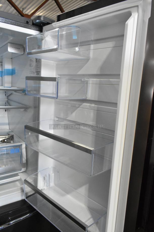 Brand new 2024 Frigidaire Gallery GRMS2773AF01 French Door Cooler. Scratch and dent model, clear interior shelving, 115V.