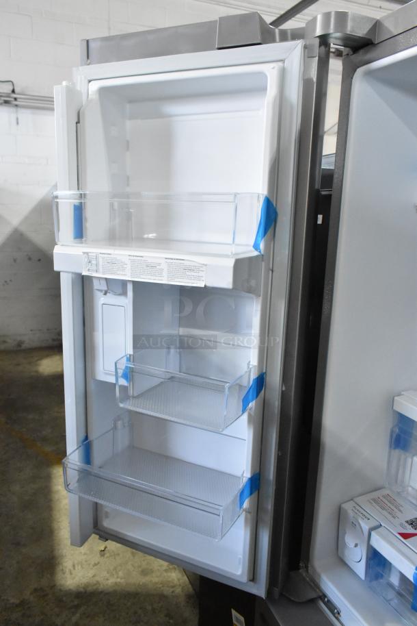 BRAND NEW SCRATCH AND DENT 2025 Frigidaire FRFN2813AF4 French Door Refrigerator with Freezer, interior view.