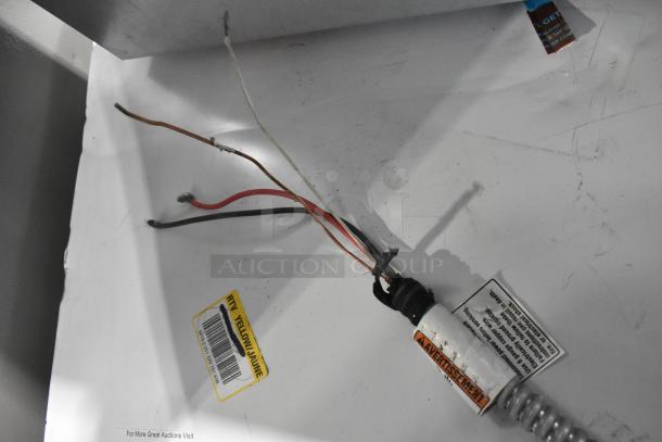 Brand new Whirlpool WCE5US6HB00 drop-in range, 5 burners, electric, 208/240V; scratch and dent condition, wiring shown.