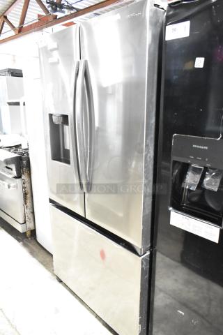Brand new, 2023 Samsung RF32CG5400SR French Door refrigerator with a freezer drawer, ice/water dispenser; scratch and dent.