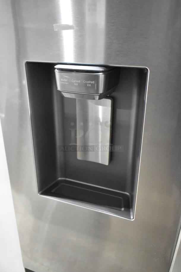 Brand new Samsung RF32CG5400SR French door fridge, scratch and dent, with ice/water dispenser. Model RF32CG5400SR.