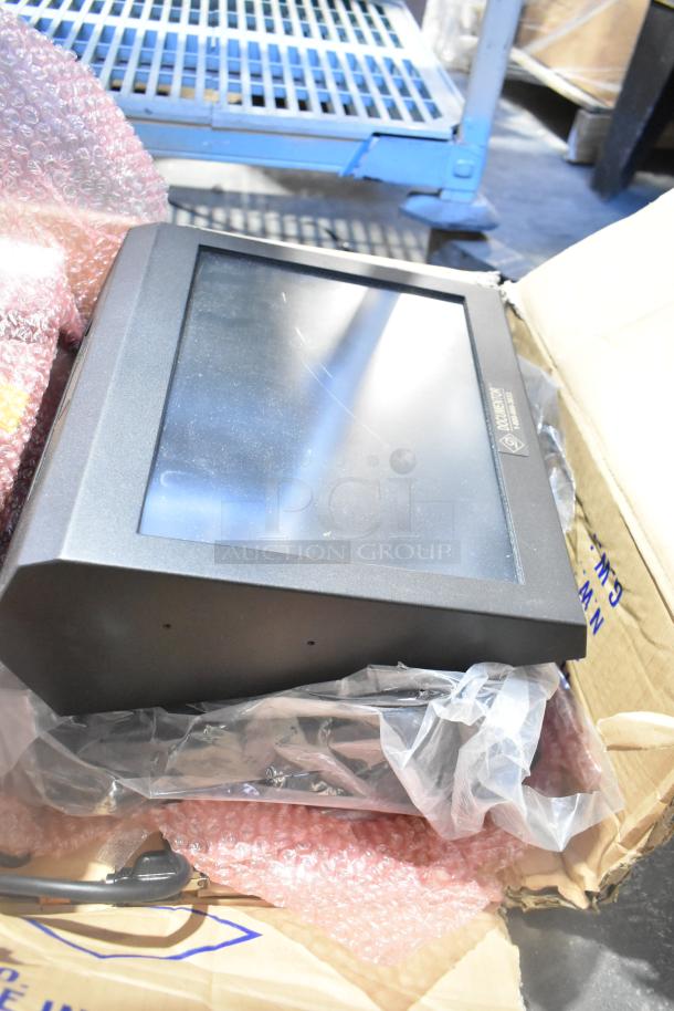 Lot of Documentor screen and tripod TPOS1225, black frame, minimal wear, includes packaging materials, visible power cable.