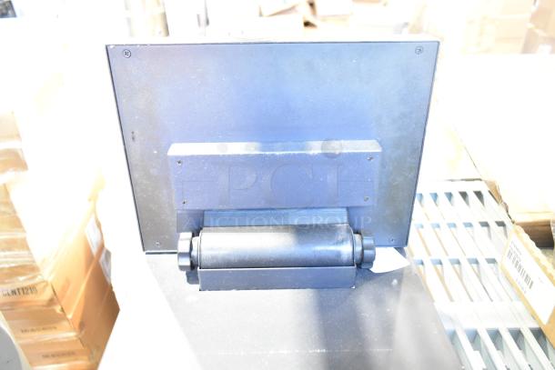 POS monitor back view on auction. Includes receipt printers and wires. "10 Times Your Bid!" offer.