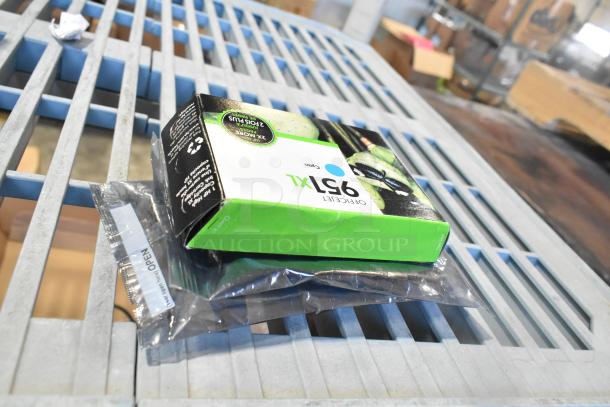 5 auction items include Estella Caffe heating block, Avantco Ice water pump, HP 951 cyan and yellow inks. Boxes shown.