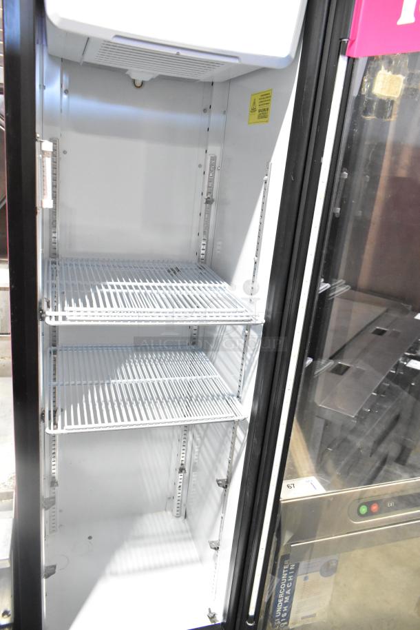 Imbera VR08 commercial cooler, single door, poly coated racks, 115V, 1-phase, clean condition, visible caution label.