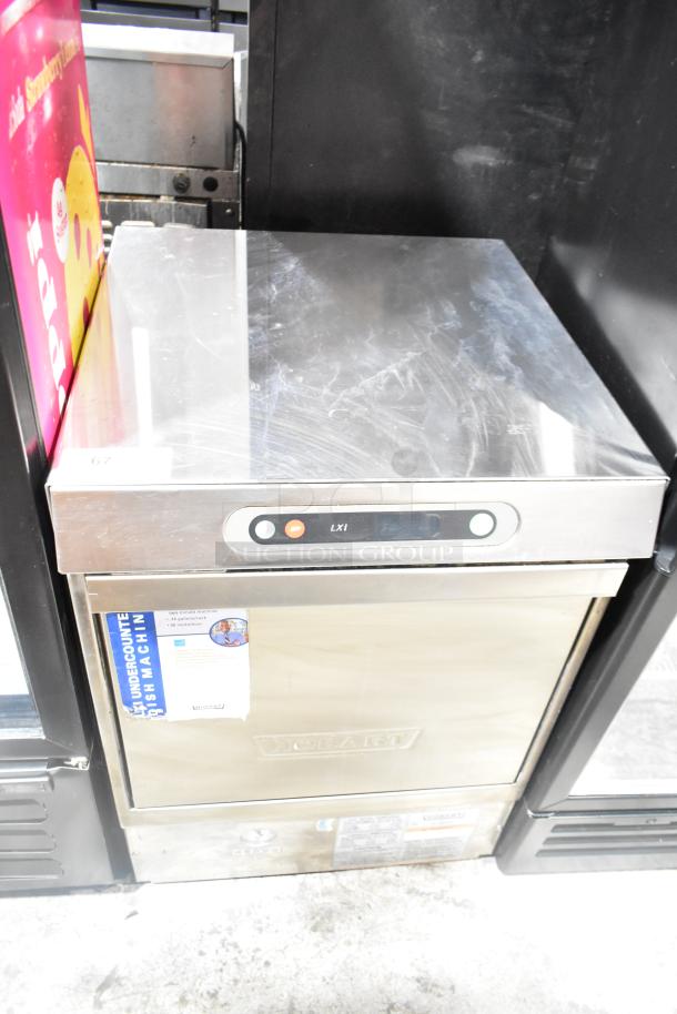 Hobart LXIH commercial undercounter dishwasher, 120/208-240V, 1 Phase, stainless steel, visible control panel, good condition.