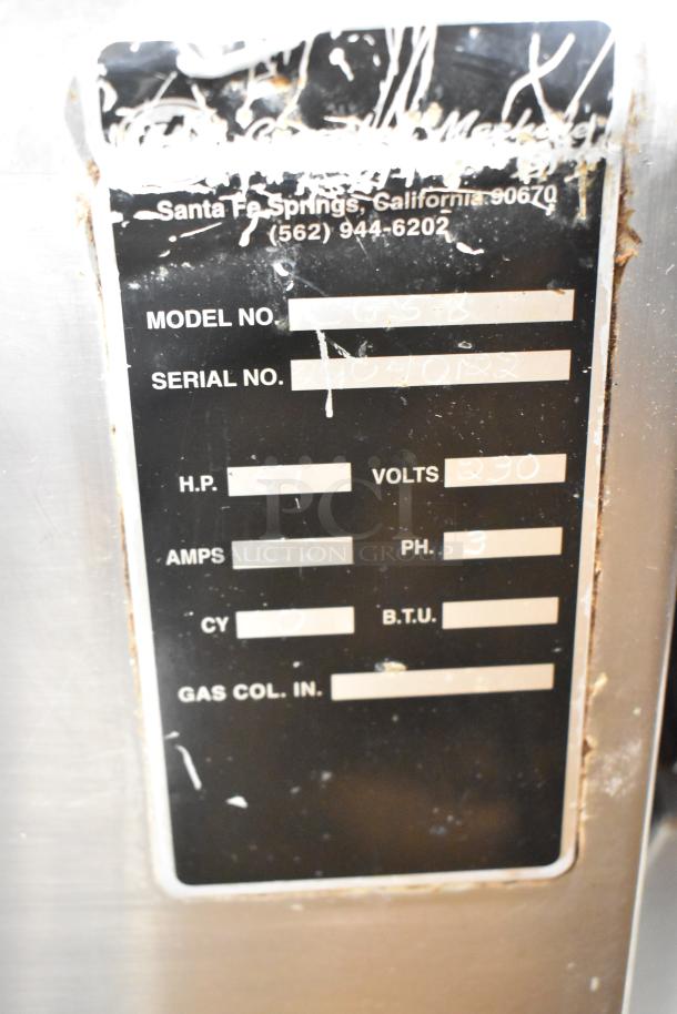 C65-8 Commercial Unit, 230 Volts, 3 Phase, Model C65-8, visible label with specifications and contact info.