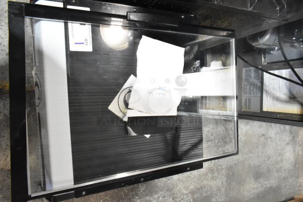 Atosa CTD-3ST commercial mini cooler, single glass door, 115V, 1 phase, appears unused, with auction tag visible.