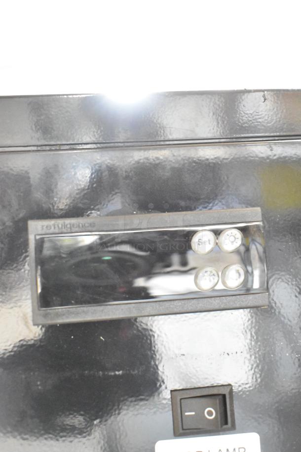 Atosa CTD-3ST Commercial Mini Cooler control panel, showing buttons and "refulgence" marking. 115V, 1 Phase.