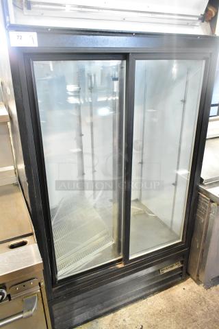 Beverage Air MT38 commercial 2-door cooler merchandiser, 115 volts, 1 phase, glass doors, used condition, black frame.
